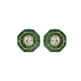 Emerald Crown Polki Studs