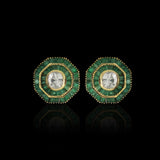 Emerald Crown Polki Studs