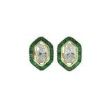 Polki Emerald Hexagon Studs