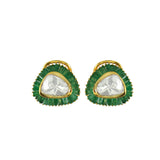Emerald Trillion Halo Studs