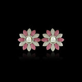 Blush Flora Polki Studs
