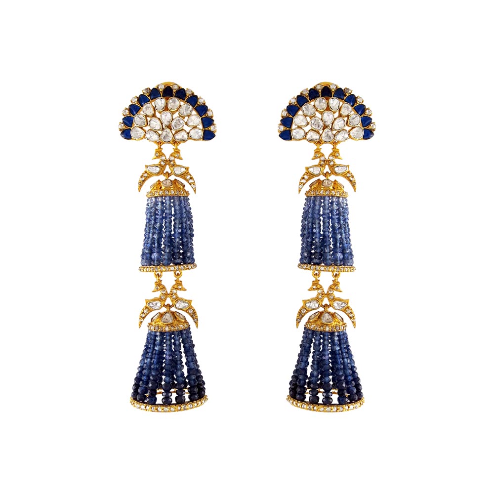 Peacock Sapphire Earrings