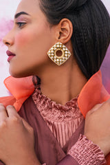 Checkered Polki Hoops