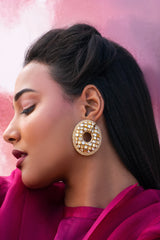 Checkered Golden Hoops