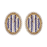 Oval Blue Bold Studs