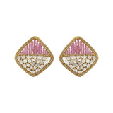 Pink Sapphire Harp Studs
