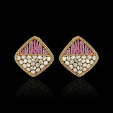Pink Sapphire Harp Studs