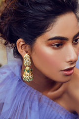 Checked Emerald Jhumki