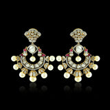 Polki Crescent Pearl Chandbalis