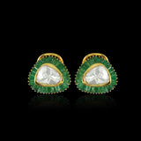 Emerald Trillion Halo Studs