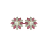 Blush Flora Polki Studs