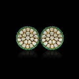 Emerald Cluster Polki Studs