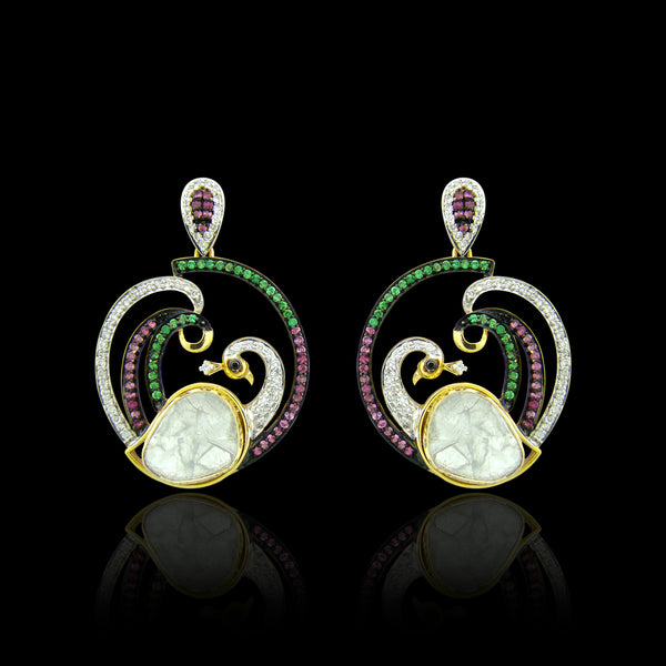 Polki Peacock Danglers