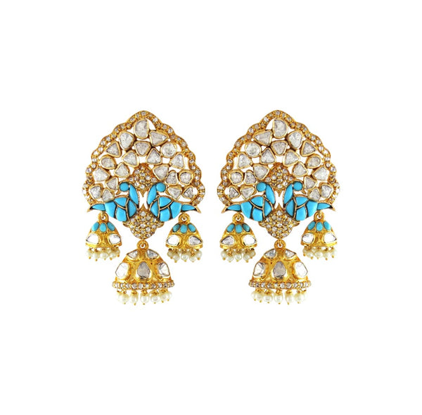 Turquoise Peacock Jhumki