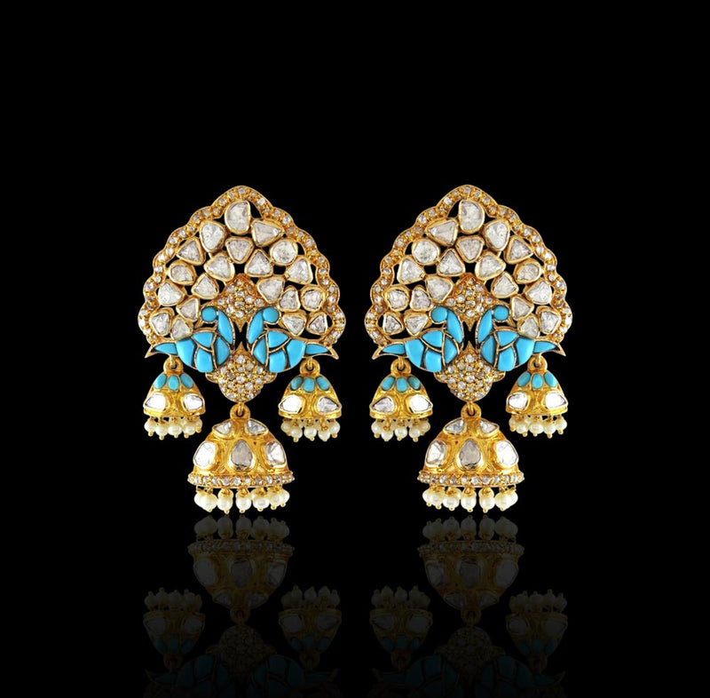 Turquoise Peacock Jhumki