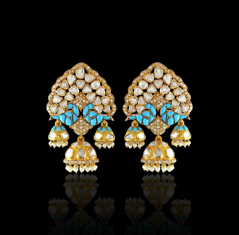 Turquoise Peacock Jhumki