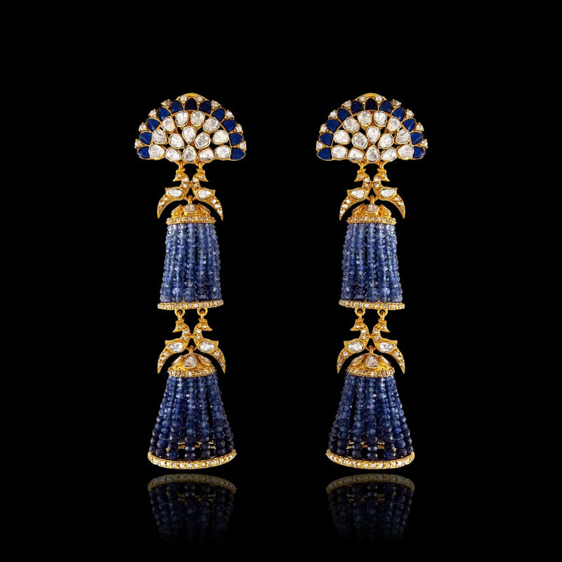 Peacock Sapphire Earrings