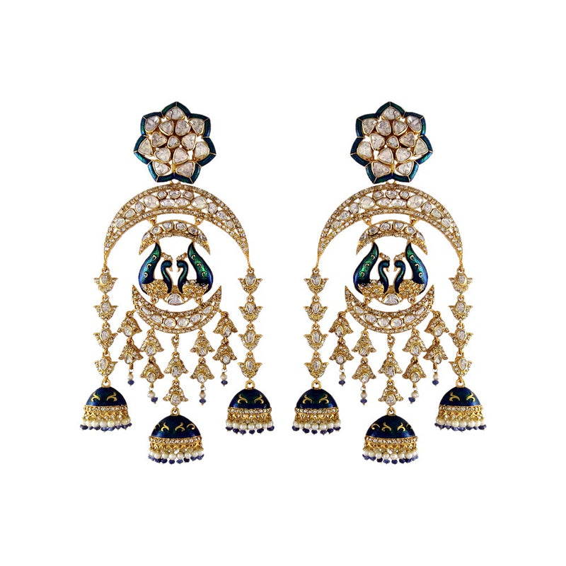 Enameled Peacock Chand-Jhumki