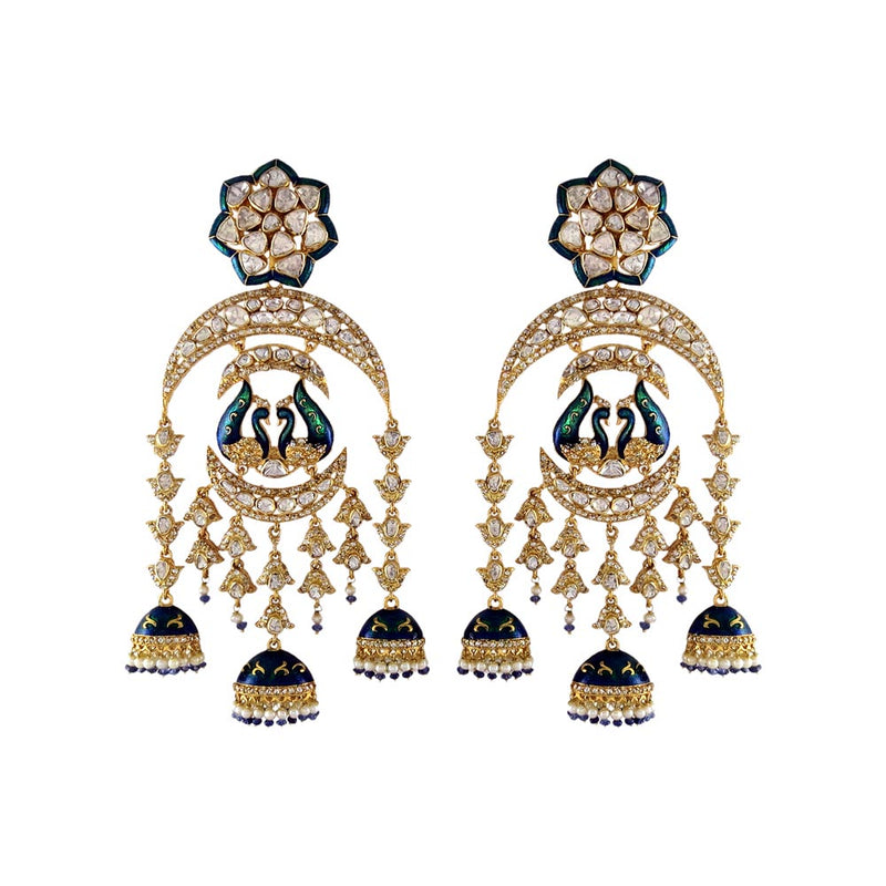 Enameled Peacock Chand-Jhumki