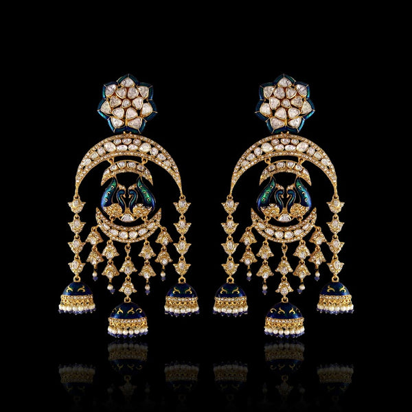 Enameled Peacock Chand-Jhumki