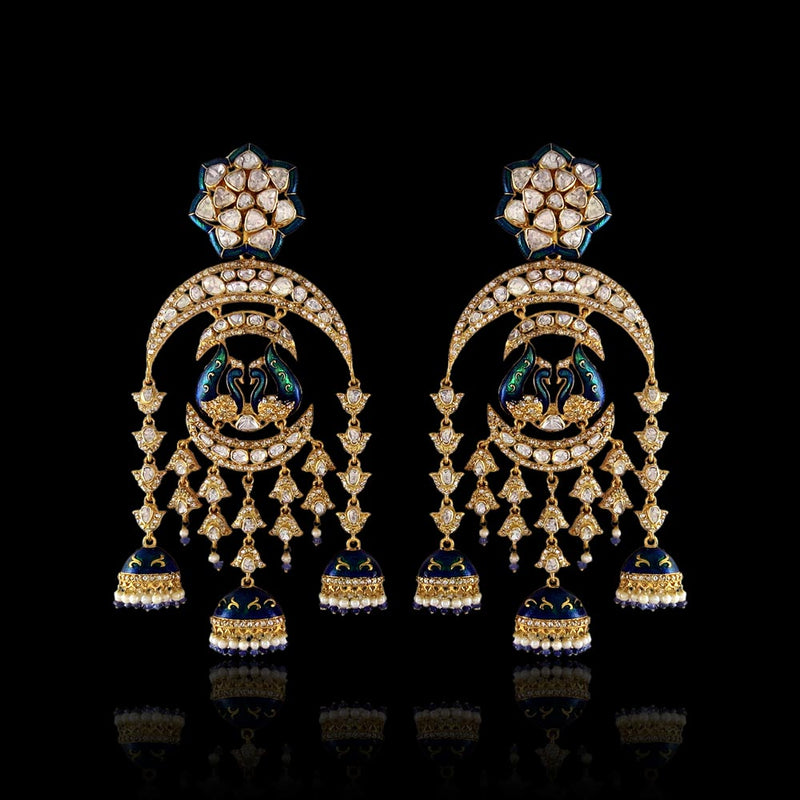 Enameled Peacock Chand-Jhumki