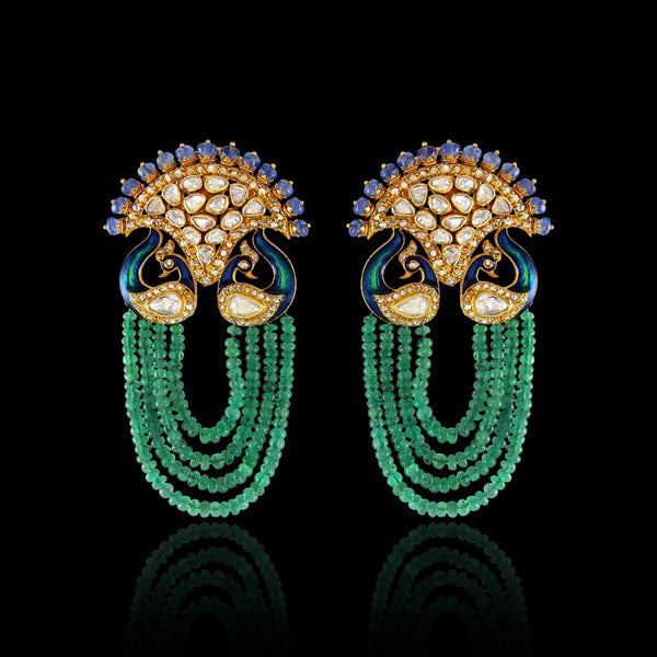 Emerald Peacock Earrings
