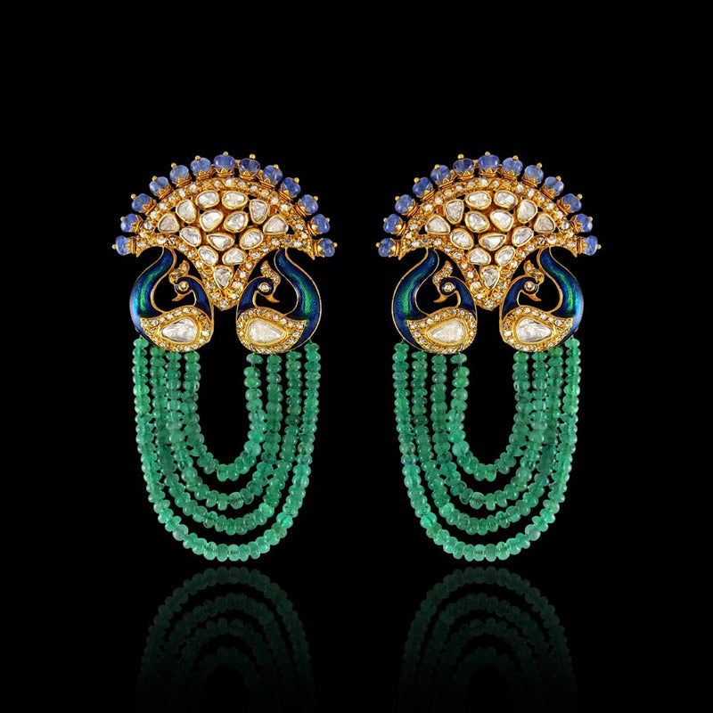 Emerald Peacock Earrings