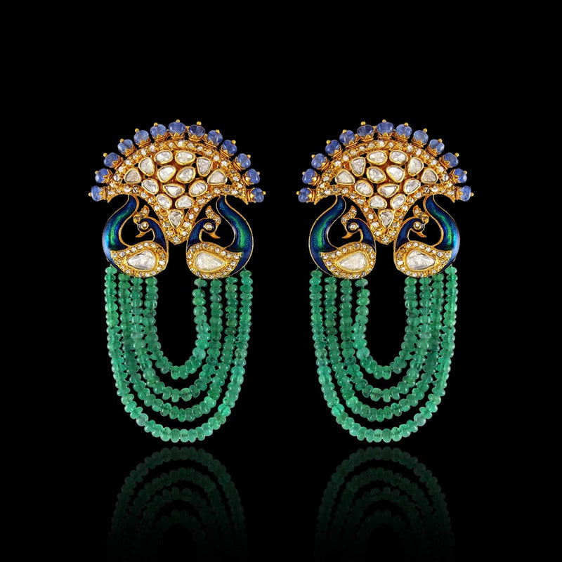 Emerald Peacock Earrings