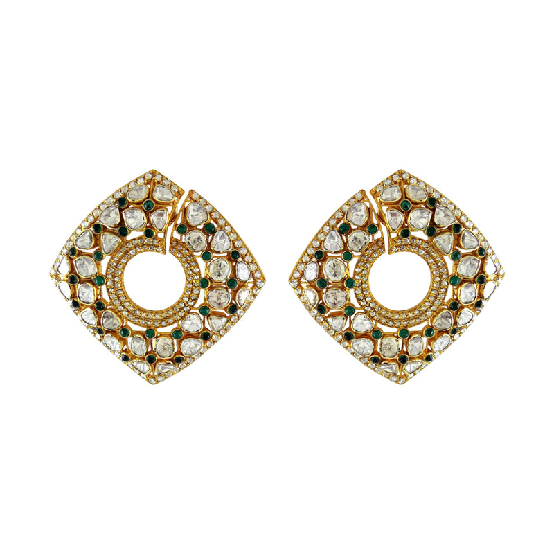 Checkered Polki Hoops