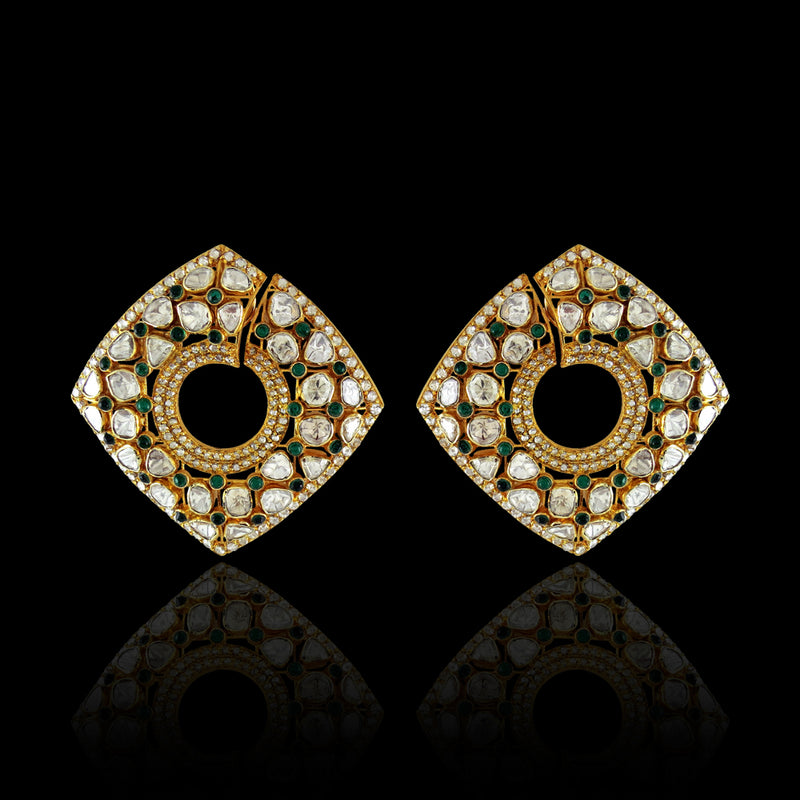 Checkered Polki Hoops