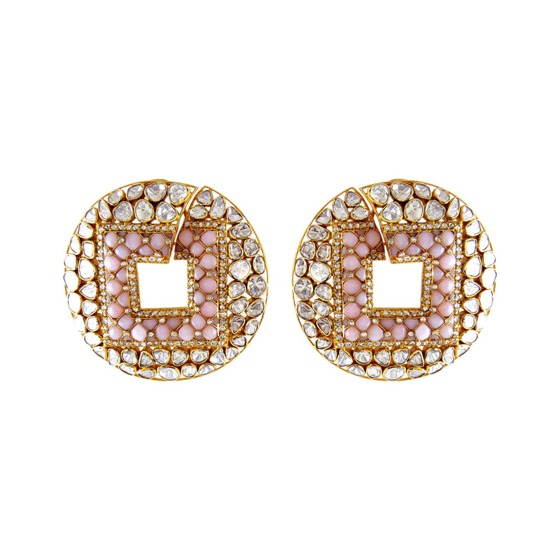 Checkered Opal Hoops