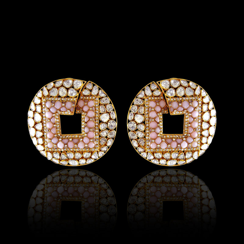 Checkered Opal Hoops