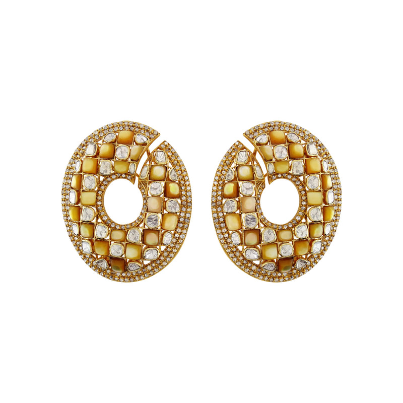 Checkered Golden Hoops