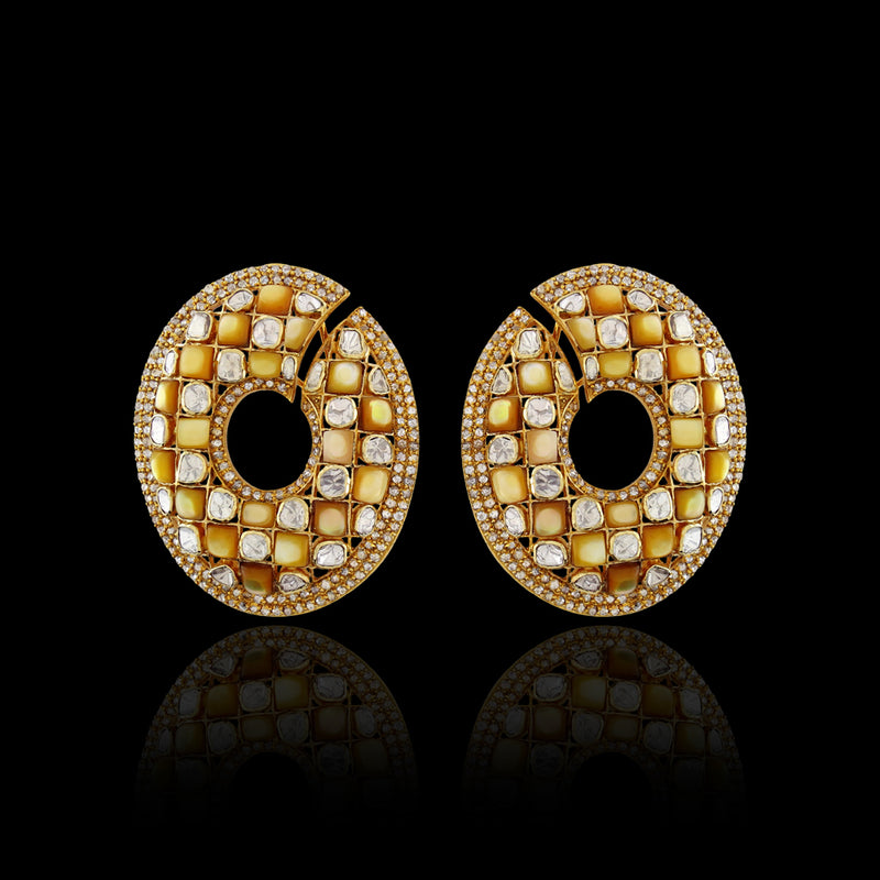 Checkered Golden Hoops
