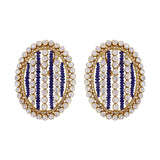 Oval Blue Bold Studs