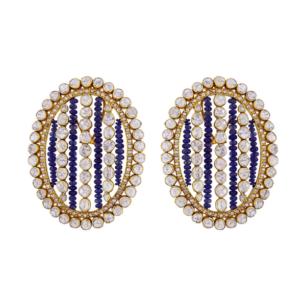 Oval Blue Bold Studs