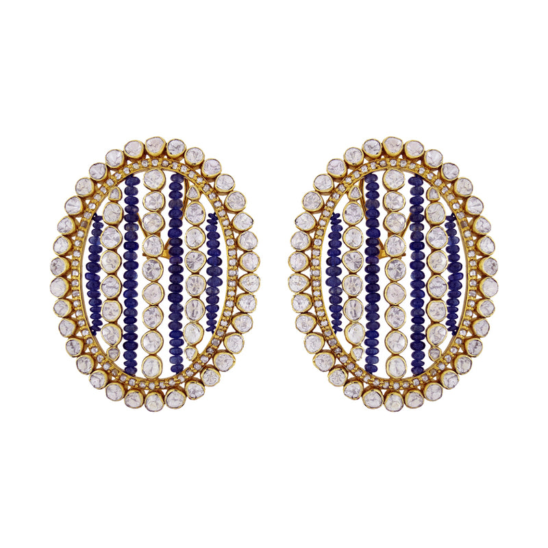 Oval Blue Bold Studs