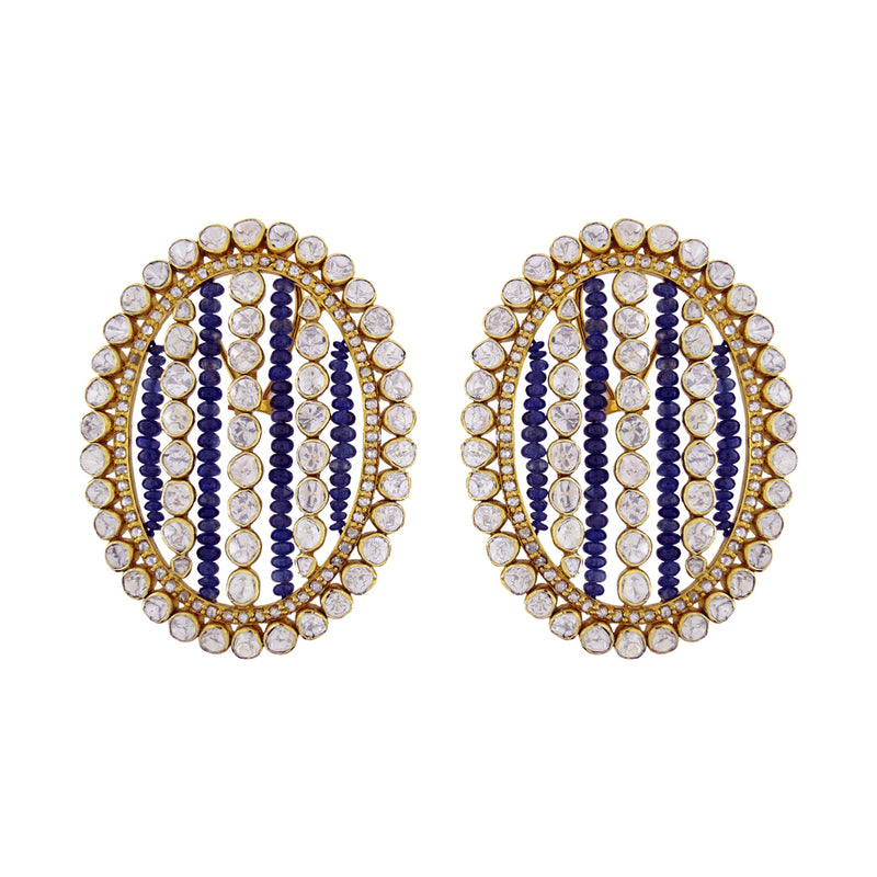 Oval Blue Bold Studs