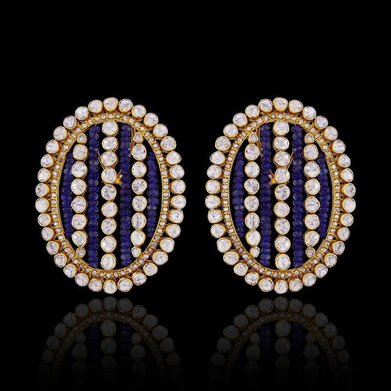 Oval Blue Bold Studs