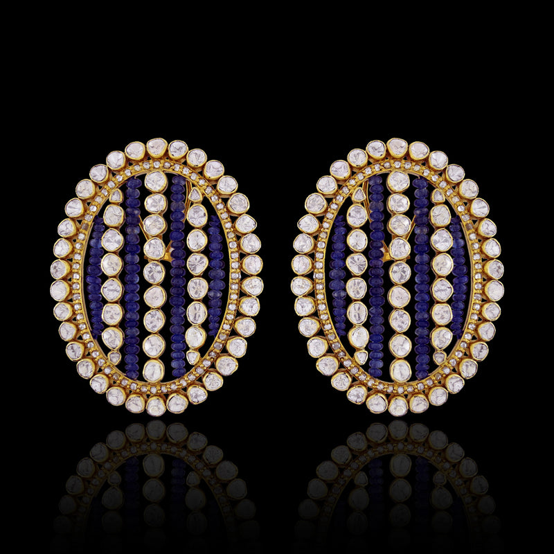 Oval Blue Bold Studs