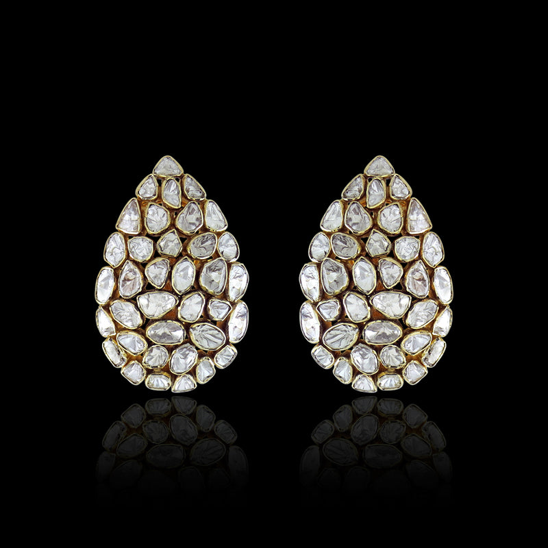Polki Pear Studs