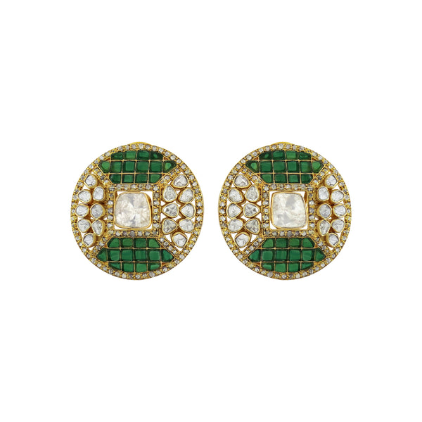 Chequered Green Studs