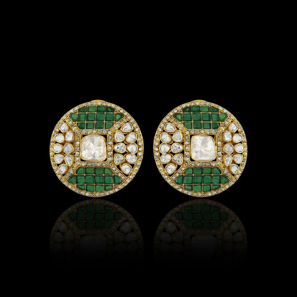 Chequered Green Studs