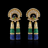 Peacock Blue Green  Tassels