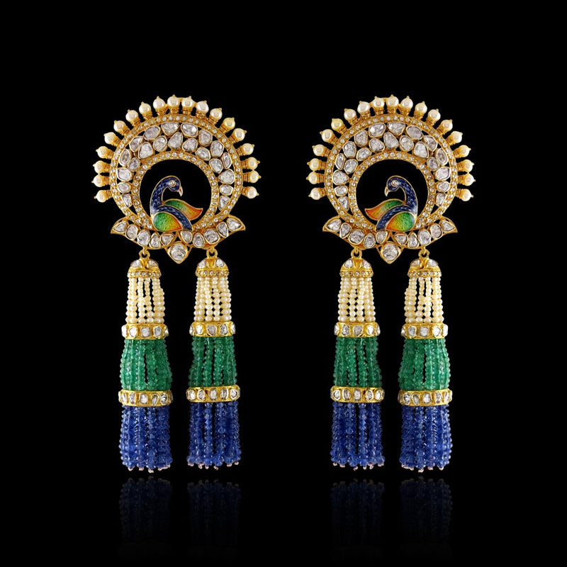 Peacock Blue Green  Tassels