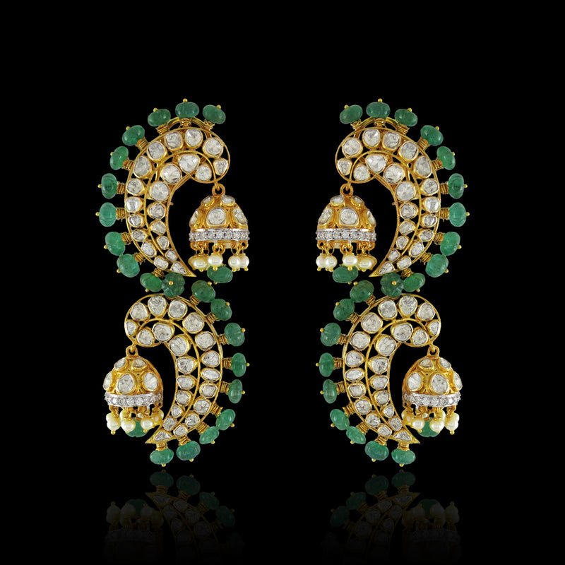 Emerald  Spiral Jhumki