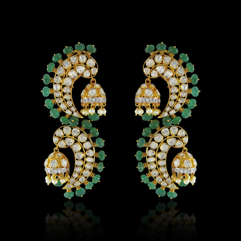 Emerald  Spiral Jhumki